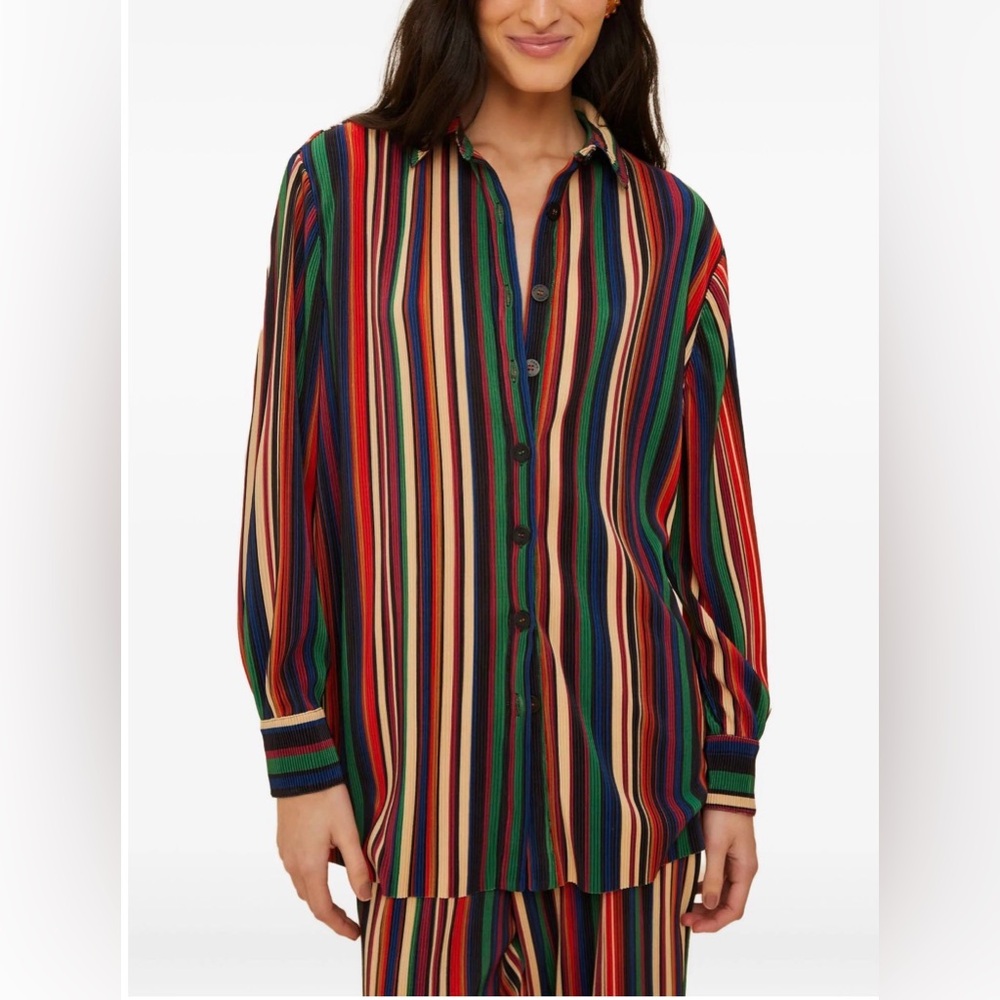 FARM Rio Multicolor Pipa Stripes Pleated Shirt